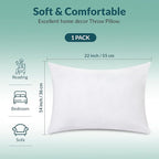 ROYALE LINENS 14 X 22 Pillow Insert - Down Alternative Throw Pillows Insert - Rectangle Pillow Pack of 1 White - Bed & Couch Pillows - Inner Cushion for Bed, Cushion for Living Room - Shams Stuffer
