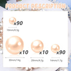 200PCS Light Champagne Floating Beads, Champagne Marbles for Vases, Floating Beads for Centerpiece Vases, Vase Filler Faux Pearls, No Holes Filler Beads for Party Wedding Decor, 10/14/20/30mm