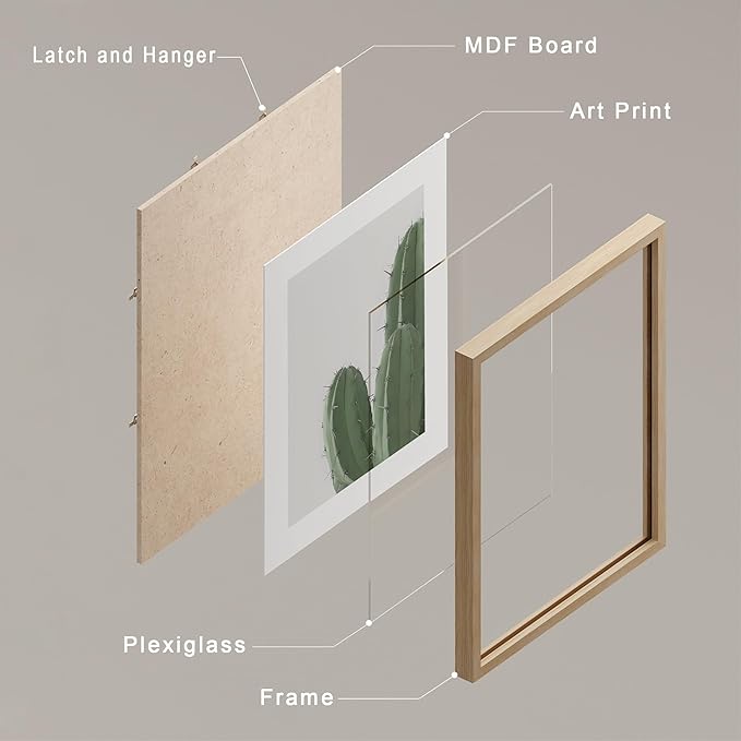 SIGNWIN Framed Green Cactus Snake Plant Wall Art, Set of 4 Collage Desert Landscape Wall Decor Prints, Nature Wilderness Wall Décor for Living Room, Bedroom - 8"x10" Natural