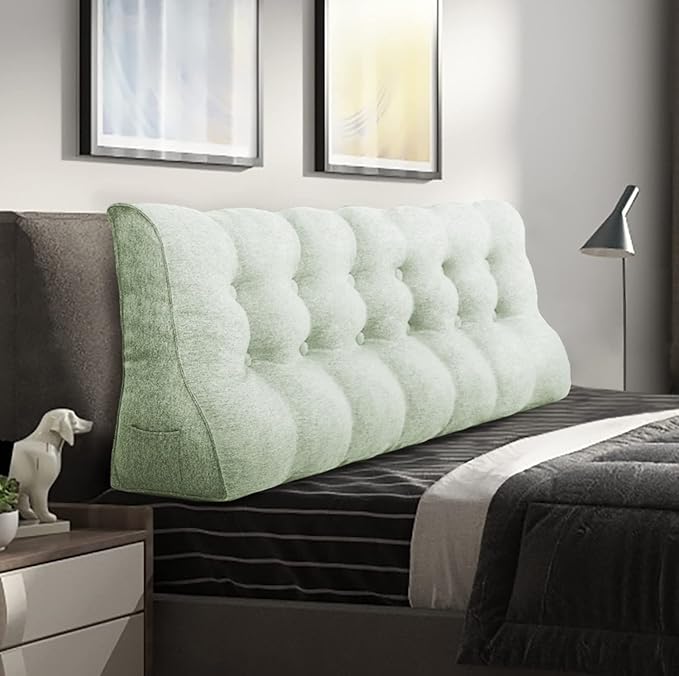 Daneey Multifunctional Headboard Pillow Heighten Headboard Wedge Pillow Bolster Pillow for Bed Reading Pillow Adult Back Pillow for Sitting in Bed Wedge Pillow Headboard with Removable Beige Cover