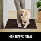 GORILLA GRIP 100% Waterproof All-Season WeatherMax Doormat, 60x24, US Designed Natural Rubber, Stain and Fade Resistant, Low Profile Indoor Outdoor Door Mats, Easy Clean Patio Mat, Coffee Squares