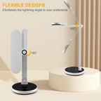 Miady LED Desk Lamp Stepless Dimming for Office Home, 15/30/45 Minutes Auto-Off Timer, 6 Lighting Brightness Levels with Adjustable Arm, Eye-Caring Reading Light for Table Bedroom Study