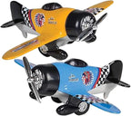 ArtCreativity Diecast Classic Wing Airplane Toys with Pullback Mechanism, Set of 2, Diecast Metal Jet Plane Toys for Boys, Aviation Party Favors, Goodie Bag Fillers for Kids