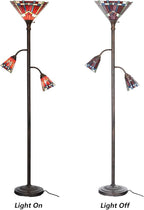 Bieye L10835 Mission Tiffany Style Stained Glass Floor Lamp for Reading Working Decorating, 3-Lights, 70 inches Tall