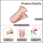 35 Pack Mini Metal Alligator Clips for Crafts Non-Slip Silicone-Coated Retro DIY Badge Small Clips (Rose Gold)