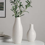 hjn hjn White Vase -Ceramic Vase for Home Decor, Modern Decor Vases for Living Room/Bookshelf/Mantel/Home Decor Accents -13.8" H
