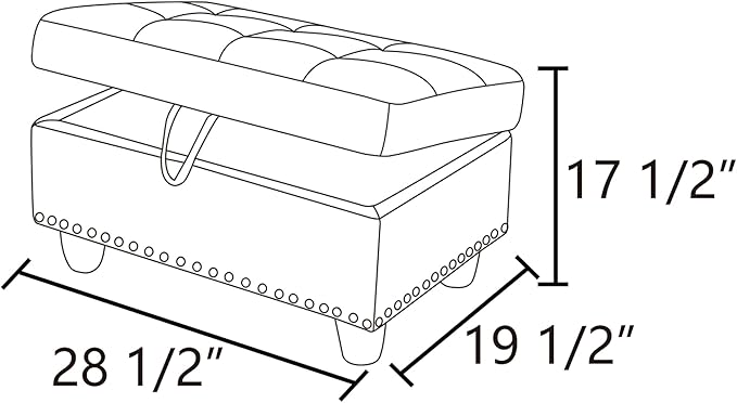 Ottoman Rectangular Storage Ottoman Bench, Footrest Stool Footstool with Lid for Living Room, Bedroom, Entryway, Brown, 28.5"x19.5"x17.5"