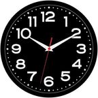 Wall Clock Silent Non-Ticking Modern Clock Battery Operated 8 Inch Small Classic Analog Decorative for Kitchen, Living Room, Office, Bedroom, Bathroom (Black Black)