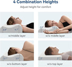 Memory Foam Contour Pillow, Cervical Adjustable Pillow, Sandwich Orthopedic Pillow for Neck Pain Relief, Ergonomic Memory Foam Neck Pillow for Side Sleepers, Queen Size