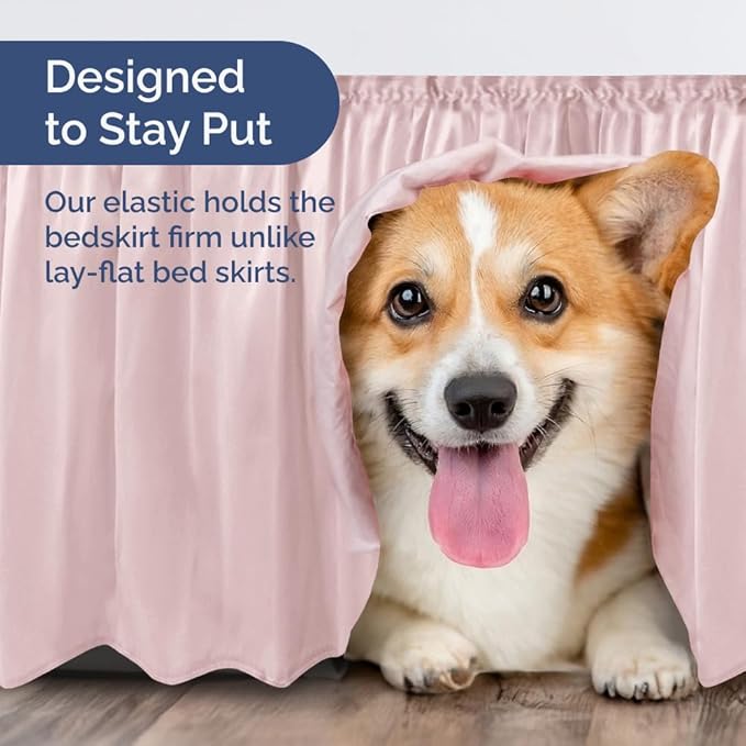 Wrap Around Dust Ruffle Bed Skirt - Lavender Pink - Twin/Twin XL Size Beds w/ 12 Inch Drop - Easy Fit Elastic - Adjustable Pleated Bedskirt w/Brushed Fabric - Wrinkle Free, Women, Men, Kids & Teens