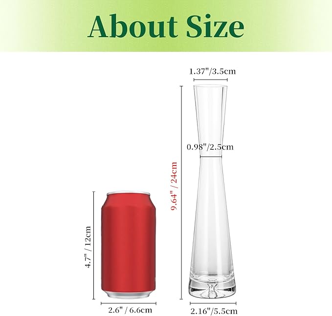 Hewory Glass Bud Vases for Centerpieces Set of 3, Handmade Modern Clear Small Skinny Decorative Single Flower Vase, Minimalist Slim Floral Vase for Home Wedding Party Events Table Decor, 9.64"