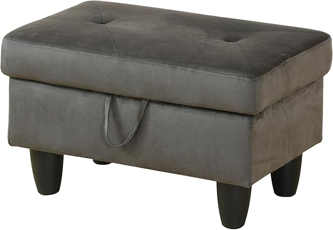 Ottoman Rectangular Storage Ottoman Bench, Flannel Footrest Stool Footstool with Lid for Living Room, Bedroom, Entryway, Brown, 28.5"x19"x17.5"