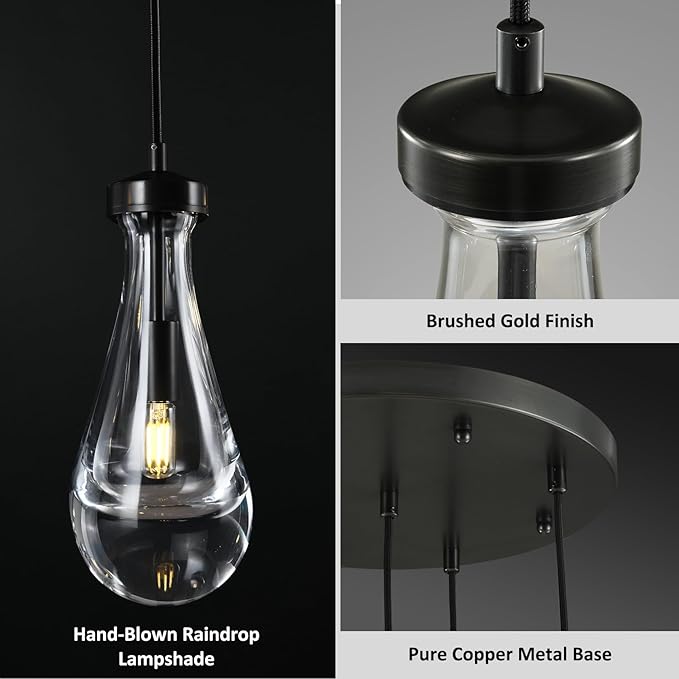 Raindrop 5 Light Cluster Pendant Lights, Black High Ceiling Chandeliers Adjustable, Living Room Pendant Light, Foyer Chandeliers, Stairwell Pendant Lighting, Bedroom Chandelier,E12 including bulb