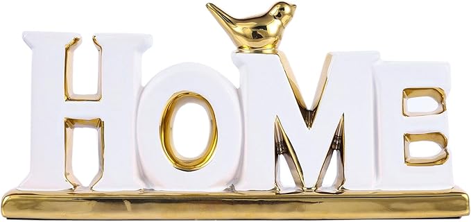 Love Sign Decoration,White and Gold Love Signs for Home Decor Statue,Modern Bird Sculpture Personalized Love Decor,Gold Style Figurine Decorative Ornaments for Living Room,Bedroom,Desktop (Home white)