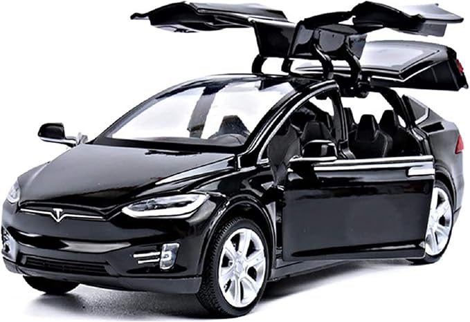 Toy Car Model X, Pull Back Car Toys Alloy Vehicles with Lights and Sound 1:32 Scale Model Car (Black)