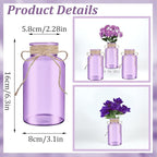 Vintage Glass Flower Vase，12 Pack Farmhouse Purple Glass Centerpiece Vases Mason Jars for Weddings, Parties & Home Decor Bulk (12, Purple)