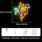 Fox Beer Neon Signs for Wall Decor Cool Animal Neon Sign Orange White Fox Neon Light Dimmable Drink Wine LED Sign Bar Neon Light Up Sign for Bedroom Kitchen Man Cave Bar Decor Birthday Gift