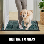 GORILLA GRIP 100% Waterproof All-Season WeatherMax Doormat, 47x35, US Designed Natural Rubber, Stain and Fade Resistant, Low Profile Indoor Outdoor Door Mats, Easy Clean Patio Mat, Green Snowscape