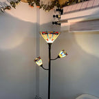 Bieye L10812 Mission Tiffany Style Stained Glass Floor Lamp for Reading Working Decorating, 3-Lights, 70 inches Tall