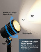 Sunco 6 Pack Garden Tree Flag Lights Outdoor [Luces para Jardin], LED Low Voltage Scope Spotlight with Connectors, 10W, Selectable CCT 2700K/4000K/5000K, 12V-24V, Beam Angle Adjustable, IP65 ETL