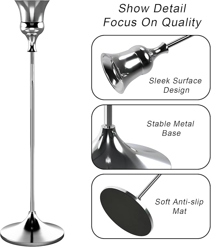 Candlestick Holders Silver, 9 Packs Taper Candle Holder for Candlesticks, Candle Sticks Holder Decor for Home Decor