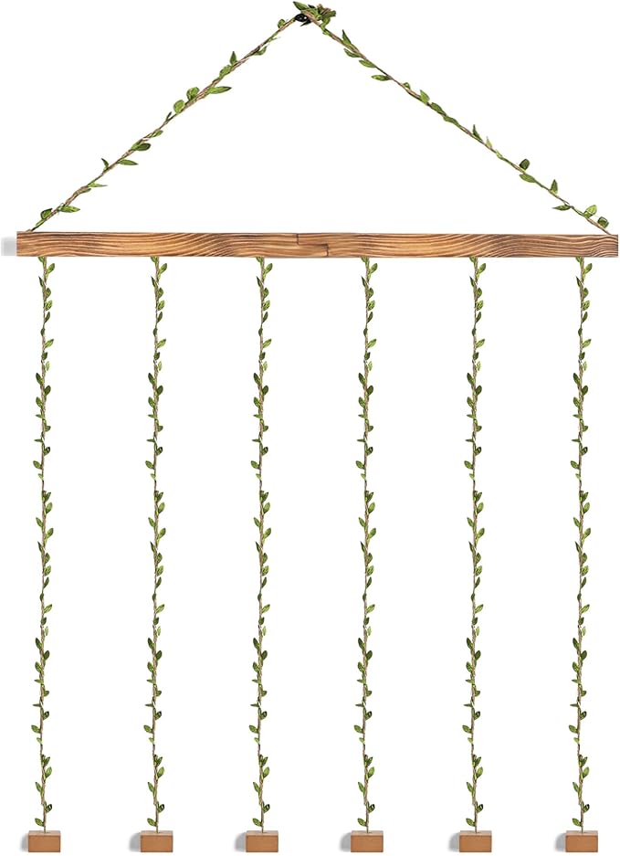 Wooden Hanging Photo Display Pictures Holders with 30 Clips,Picture Collage Frames for Wall,Suitable for Home Office Nursery Bedroom Room Dorm-Carbonized Black