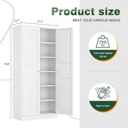 Letaya White Storage Cabinet with Adjustable Shelves-Metal Home Kitchen Pantry Cabinets with Doors,Organization Locker for Cupboard/Bedroom/Dining/Living/Bathroom/Office/Garage Room