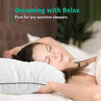 APSMILE Organic Feather Down Pillows Set of 2, Standard Size Bed Pillows for Sleeping with 100% Cotton Cover, 3-Chamber Hybrid Feather Down Core Pillow Surrounded by Polyester, 20x26 Inches