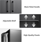 Metal Wall Cabinet,Garage Wall Cabinetwith Handle,Lockable Storage Cabinets Wall Mounted with 2 Doors,Locking Cabinet with Shelves for Basement,Living Home,Black