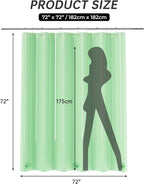 AmazerBath Shower Curtain Liner, 72x72 Transparent Mint Green Shower Liner, Lightweight Plastic Shower Curtain Liners, Waterproof Shower Liner for Bathroom with 3 Magnets and 12 Grommet Holes