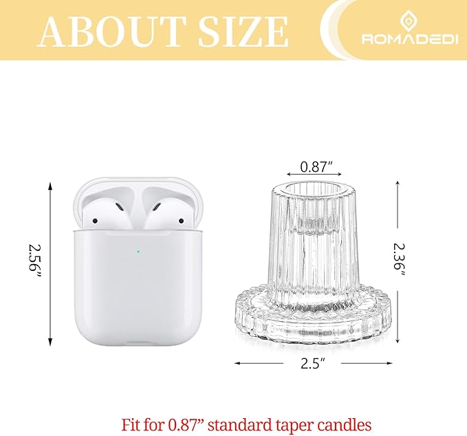 Romadedi Glass Candle Holder for Candlestick - 2Pcs Clear Tapered Wedding Decor Table Centerpiece for Candle Sticks Christmas Party Living Room Dinner Advent Decoration