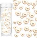 200PCS Milk White Faux Pearls Beads for Centerpiece Vases, Vase Filler Faux Pearls, No Holes Filler Beads for Party Anniversary Birthday Wedding Table Decor, 10/14/20/30mm