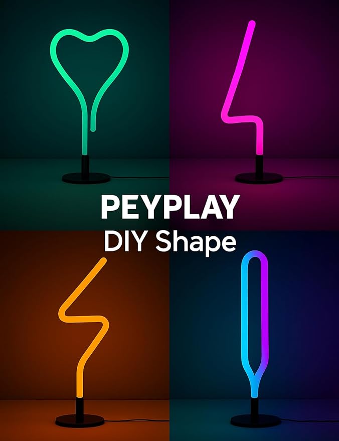 RGB LED Corner Floor Lamp, Smart Adjustable Shape, Music Sync, 16 Million DIY Colors, Remote & App Control, Modern Standing Light for Bedroom Living Room (Circular Base)