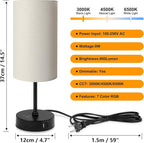 Ascher RGB Table Lamp Color Changing - 3 Color Temperatures and Stepless Dimmable Small Bedside Lamp for Bedroom, Touch Control Nightstand Light with Cream Shade for Reading Home Decor Lights
