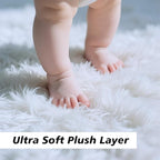 White Fluffy Round Area Rugs for Bedroom,4'X4'Shag Circle Area Rugs for Girls Room,Non Slip Fuzzy Plush Rug for Kids Room Living Room and Dorm Home Decor Rug