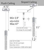 4 Pcaks Pendant Lights for Kitchen Island, White Light, Silver Chrome Crystal Linear Pendant Lighting, Bar Corner LED Light Fixture