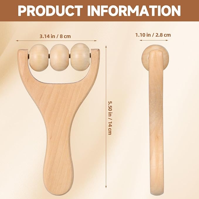 Ciieeo 2Pcs Wooden Massage Roller - Compact Handheld Tool for Foot Shoulder Neck and Waist Relaxation - Improve Sleep Quality