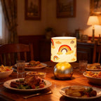 Set of 2 Silver Small Bedside Table Lamps with Rainbow Cloud Pattern Shades (Bulb Included)