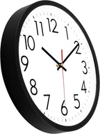 Lumuasky 2 Pack Black Wall Clock,12 Inch Silent Non Ticking Quartz Battery Operated Round Analog Classic Clock for Classroom School Office Living Room Bedroom Home