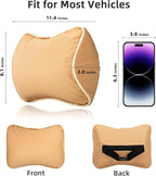 Car Neck Pillow, Car Headrest Pillow for Driving with 2.2" Rear View Blind Spot Mirrors, Memory Foam Car Pillow for Cervical Support, Vehicle Headrest Pillow for Car Seat, Beige