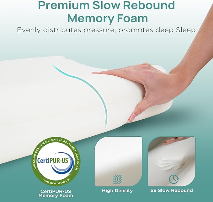 Cervical Neck Pillow, Side Sleeper Pillow for Neck Pain Relief, Adjustable Contour Pillow for Sleeping, Ergonomic Memory Foam Pillow, Orthopedic Cooling Pillow Back Stomach Sleeping, Queen Size