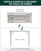 Frylr Small Folding Computer Desk – Portable 35.8 Inch Foldable Laptop Table, Collapsible and Compact for Easy Storage and Fast Setup, Lightweight for Small Spaces, Craft and Study Use, White Ash