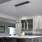 Kitchen Island Lighting Modern Light Fixture Black Pendant Light Dimmable LED Black Finish Mini Crystal Pendant Lights for Dining Room Living Room（5-Light）