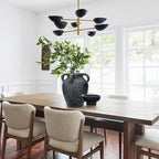 Handmade Flower Vase, 12" Tall Terracotta Vase, Vintage Black Ceramic vase, Rustic Antique Decor with 3 Handles, Wide Mouth, Matte Finish for Home Office Resto Café Décor