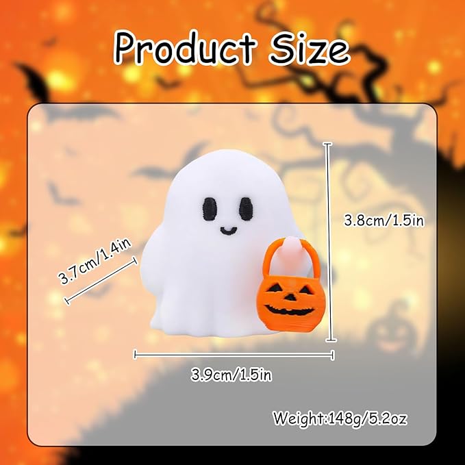 1 Pcs Halloween Ghost Figurine Resin Cute Sculpture Mini Statue Table Ornament Halloween Decorations Indoor Small White Spooky Pumpkin Ghost Decor Figurines for Table Desk Tray Shelf Bedroom