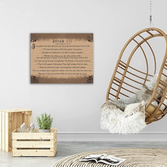 Christian Canvas Wall Decor Psalm 122 Framed Wall Decoration Inspirational Wall Decor for Home Office