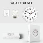 AKCISOT Wall Clock Silent Non Ticking Modern Wall Clocks Battery Operated 10 Inch, Analog Small Classic Clock Decorative for Bedroom, Kitchen, Home Office, Bathroom, School, Living Room (White)