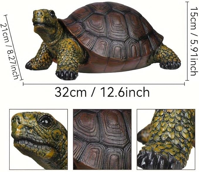 Weather-Resistant Resin Turtle Statue Decoration, Exquisite Handicraft, Artistic Simulation Animal Sculpture, Suitable for Outdoor Gardens, Courtyards, Ponds, Colorful Holiday Decoration Gifts
