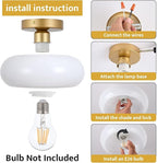 Mid-Century Modern Semi Flush Mount Ceiling Light, Metal Kitchen Light Fixture with Glass Shade,Vintage White and Black Colse to Ceiling Lamp for Entryway Hallway Bathroom (8.66 Inch)