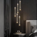 5 Light Mini Chandelier LED Pendant Lighting for Kitchen Island Modern Bubble Crystal Pendant Light Adjustable Pendant Light Fixture Chrome Ceiling Handing Lights for Dinning Room Bedroom 2700K 6000K